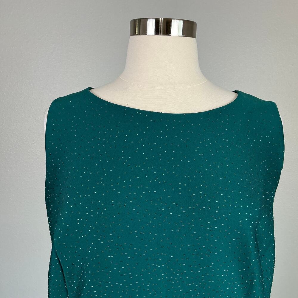 Calvin Klein Green Cocktail Dress Sequin Sleeveless Knee Length Sheath Size 22W - Picture 8 of 13